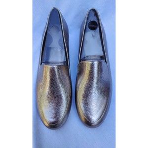 Adrianna Papell Metallic Gold Brit Mocassin Shoes Size 8M . Genuine Leather